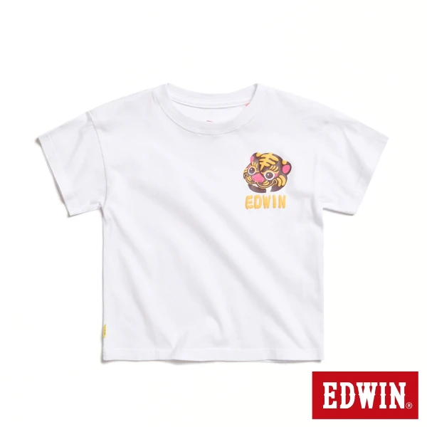 【EDWIN】童裝 白沙屯微笑虎爺短袖T恤(白色)