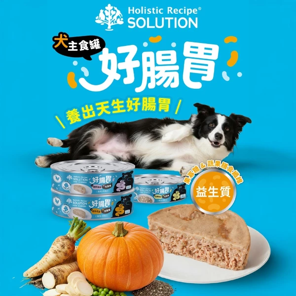 【SOLUTION 耐吉斯】 犬用 好腸胃主食罐 80g x24 全齡犬罐 狗主食 腸胃保健 熟齡 狗罐(24罐/箱購組)