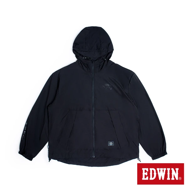 【EDWIN】男裝 可收納防曬連帽外套(黑色)
