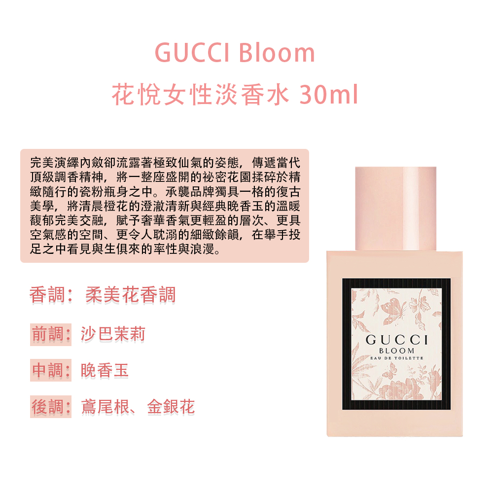 GUCCI 古馳】Bloom 花悅女性淡香水30ml(航空版) - 全聯全電商