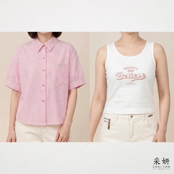 【Chai Yan 采妍】二件式 美式印花上衣套裝(春夏新款 65-78公斤可穿)