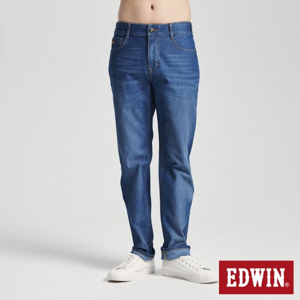 【EDWIN】男裝 JERSEYS 菁英丹寧中腰中直筒迦績褲(石洗藍)