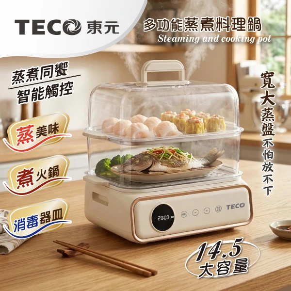 【TECO 東元】多功能雙層蒸煮鍋/電火鍋/電蒸鍋/美食鍋/料理鍋(XYFYK900W)