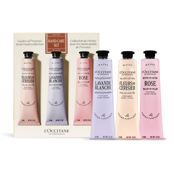 【L'Occitane 歐舒丹】花園香氛護手霜三入組 75ml*3 [櫻花+白薰衣草+玫瑰](航空版)