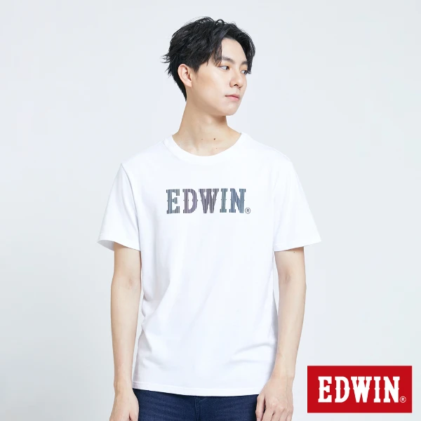 【EDWIN】男裝 人氣復刻款 五彩LOGO短袖T恤(白色)