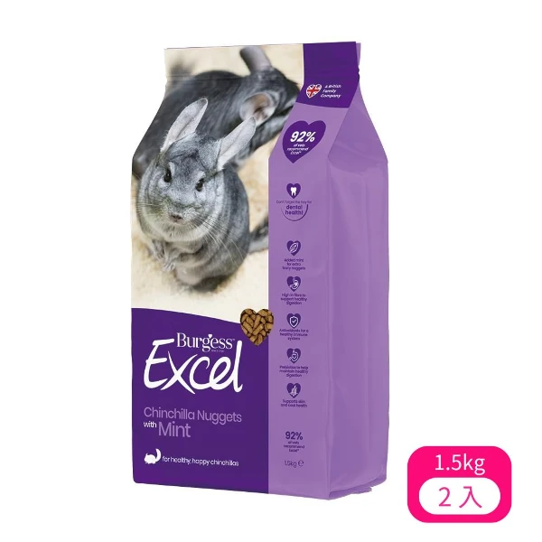 【Burgess】英國伯爵鼠飼料-龍貓(原味薄荷) 1.5kg (EN122099)(*2入組 購買二件贈送泰國寵物喝水神仙磚《淨水神仙磚》 (重量超過20kg除外))