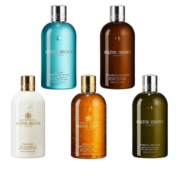 【Molton Brown 摩頓布朗】沐浴膠 300ml/290ml (沉香金迷/托斯卡尼菸草/島木黑椒/藍岸絲柏/牛奶麝香)(多款任選 航空版)