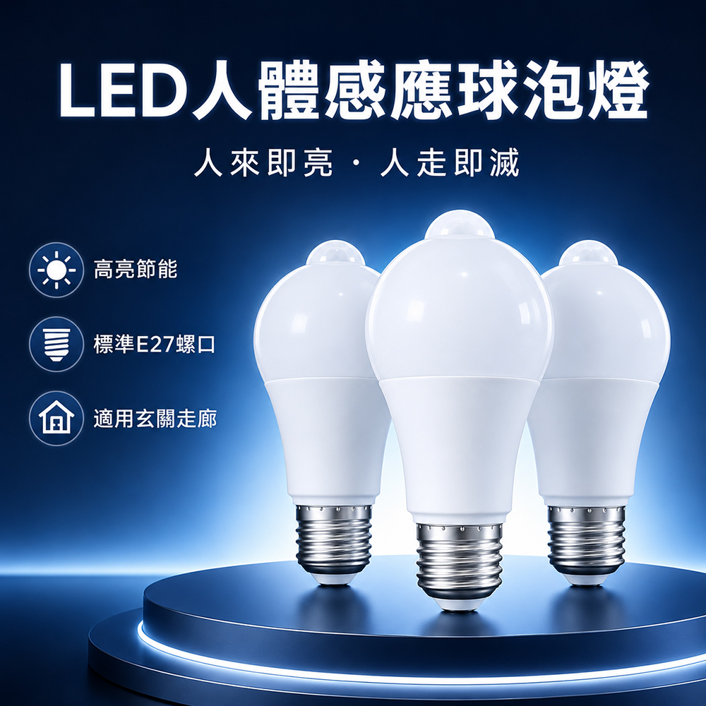 【CS22】LED紅外線人體感應燈泡 E27螺口節能球泡燈 聲光控樓道走廊照明燈 (2入)