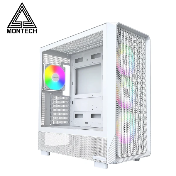 【MONTECH 君主】X5 ATX 玻璃透側機殼 白色(採用碳纖維轉印紋理)