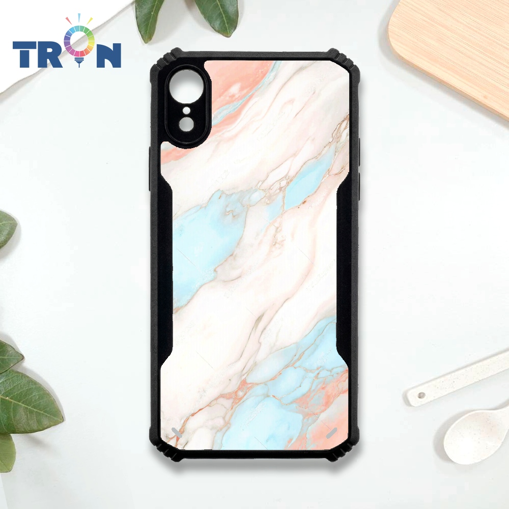 【TRON 創】iPhone XR 大理石紋 四角防摔 機甲殼 軟硬殼 手機殼(1入)