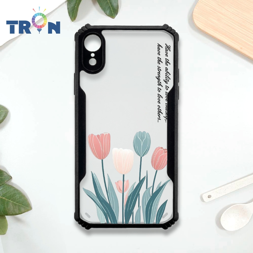 【TRON 創】iPhone XR 小清新花朵 四角防摔 機甲殼 軟硬殼 手機殼(1入)