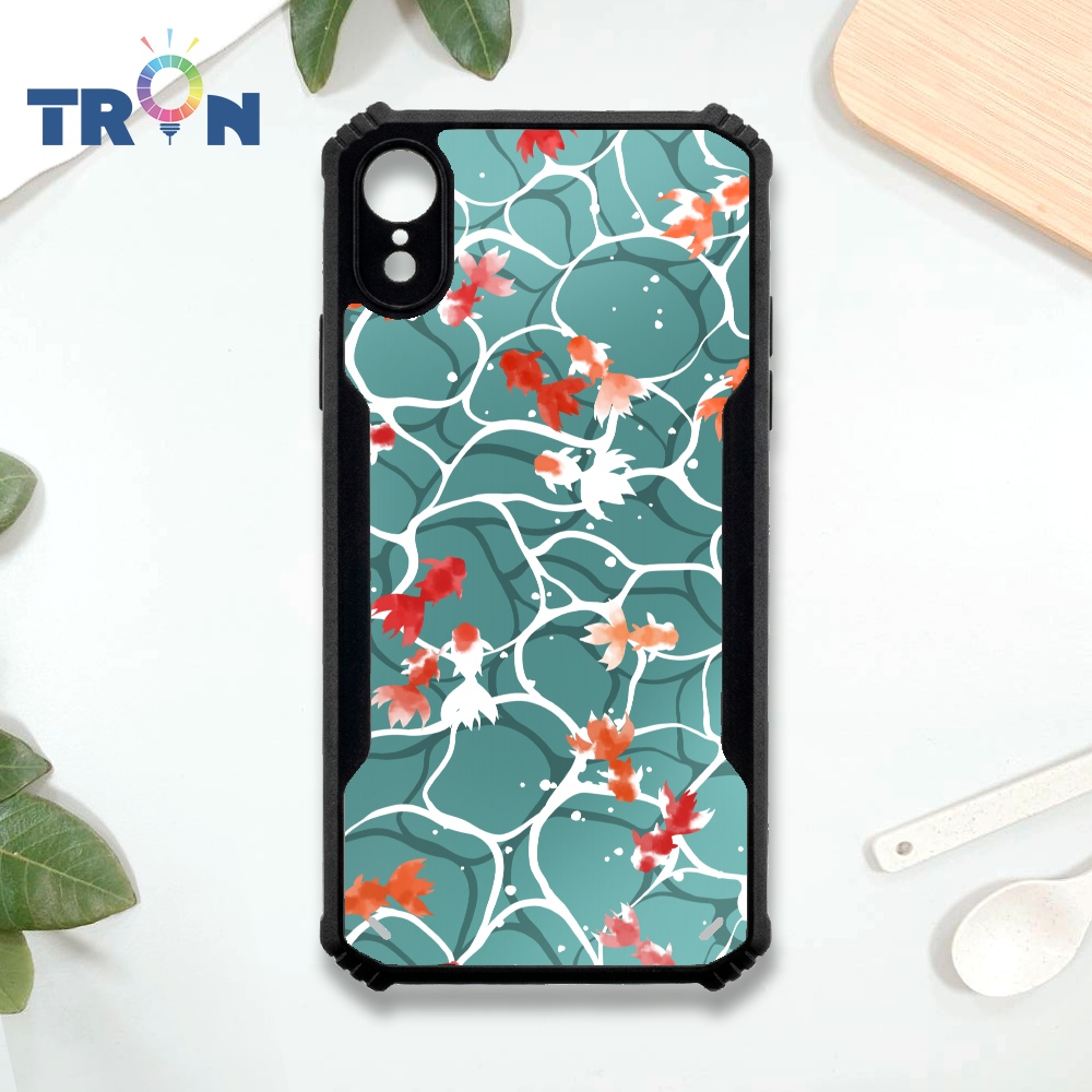 【TRON 創】iPhone XR 水波金魚 四角防摔 機甲殼 軟硬殼 手機殼(1入)