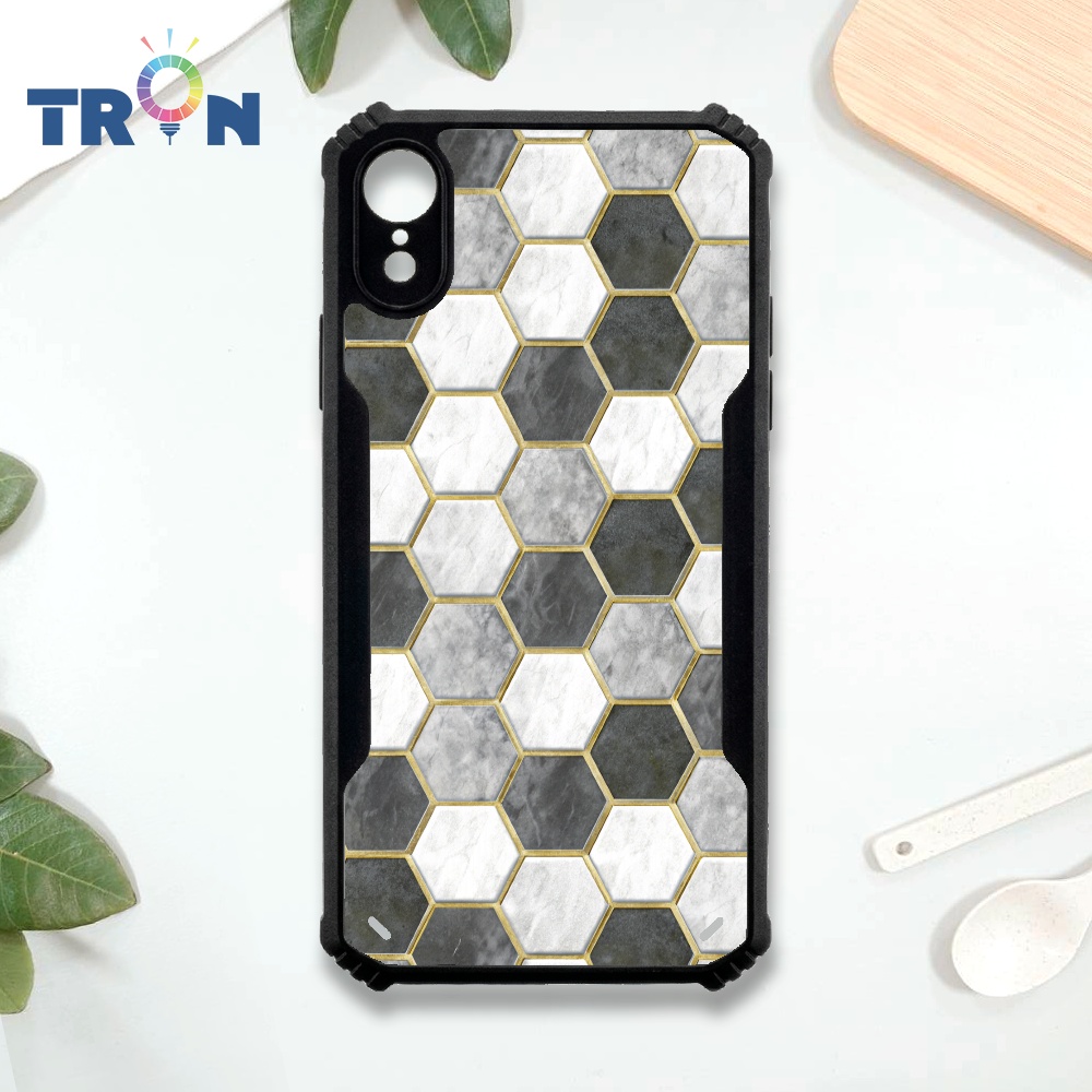 【TRON 創】iPhone XR 水泥磚牆紋 四角防摔 機甲殼 軟硬殼 手機殼(1入)