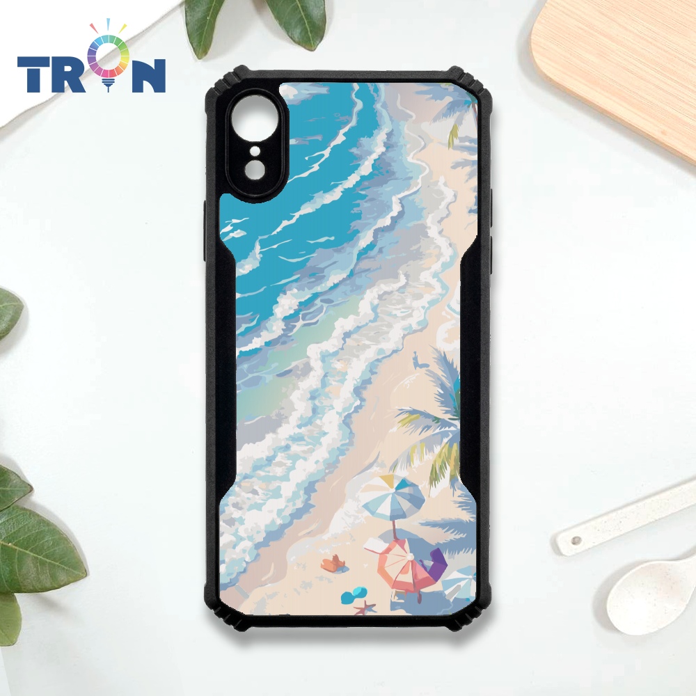 【TRON 創】iPhone XR 夏日海風景 四角防摔 機甲殼 軟硬殼 手機殼(1入)