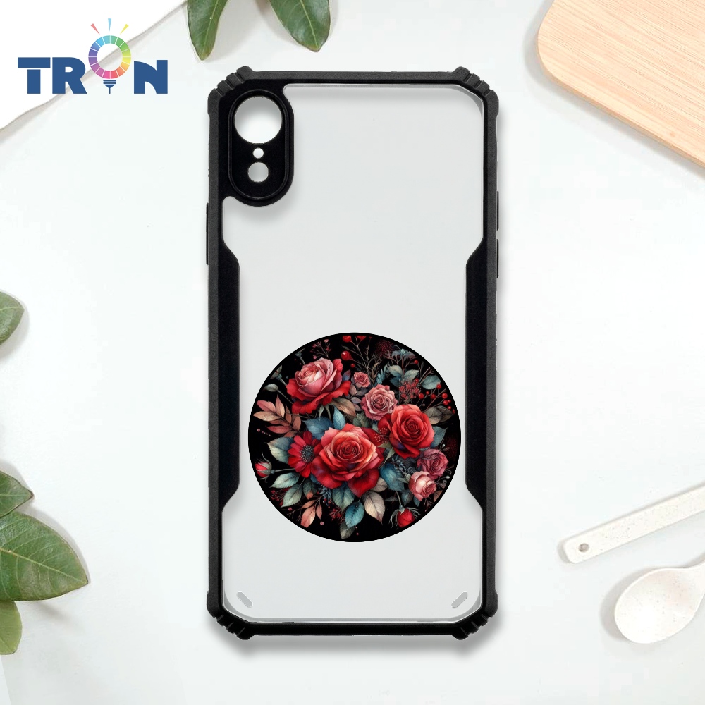 【TRON 創】iPhone XR 圓形花顏花語 四角防摔 機甲殼 軟硬殼 手機殼(1入)