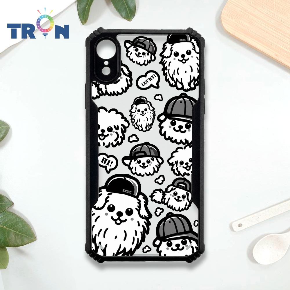 【TRON 創】iPhone XR 極簡線條風 四角防摔 機甲殼 軟硬殼 手機殼(1入)
