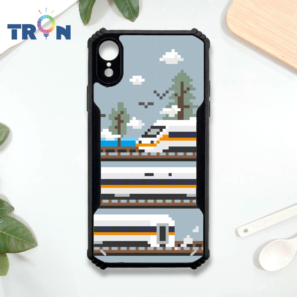【TRON 創】iPhone XR 點陣鐵道物語 四角防摔 機甲殼 軟硬殼 手機殼(1入)