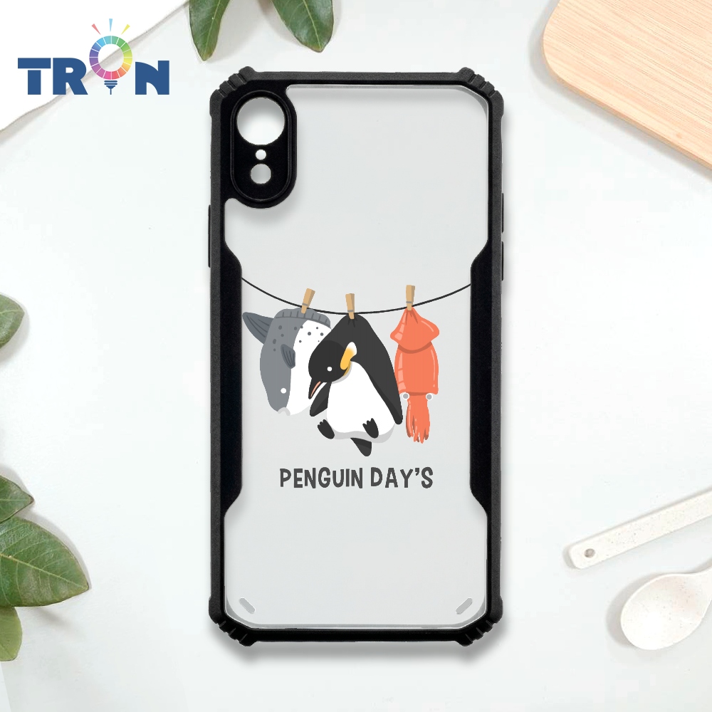 【TRON 創】iPhone XR 透明曬企鵝 四角防摔 機甲殼 軟硬殼 手機殼(1入)