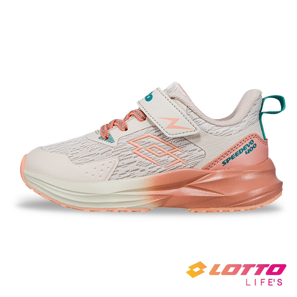 【LOTTO】童 SPEED EVO 400 透氣輕量慢跑鞋 (19~23cm)(奶茶/粉橘-LT5AKR0191)