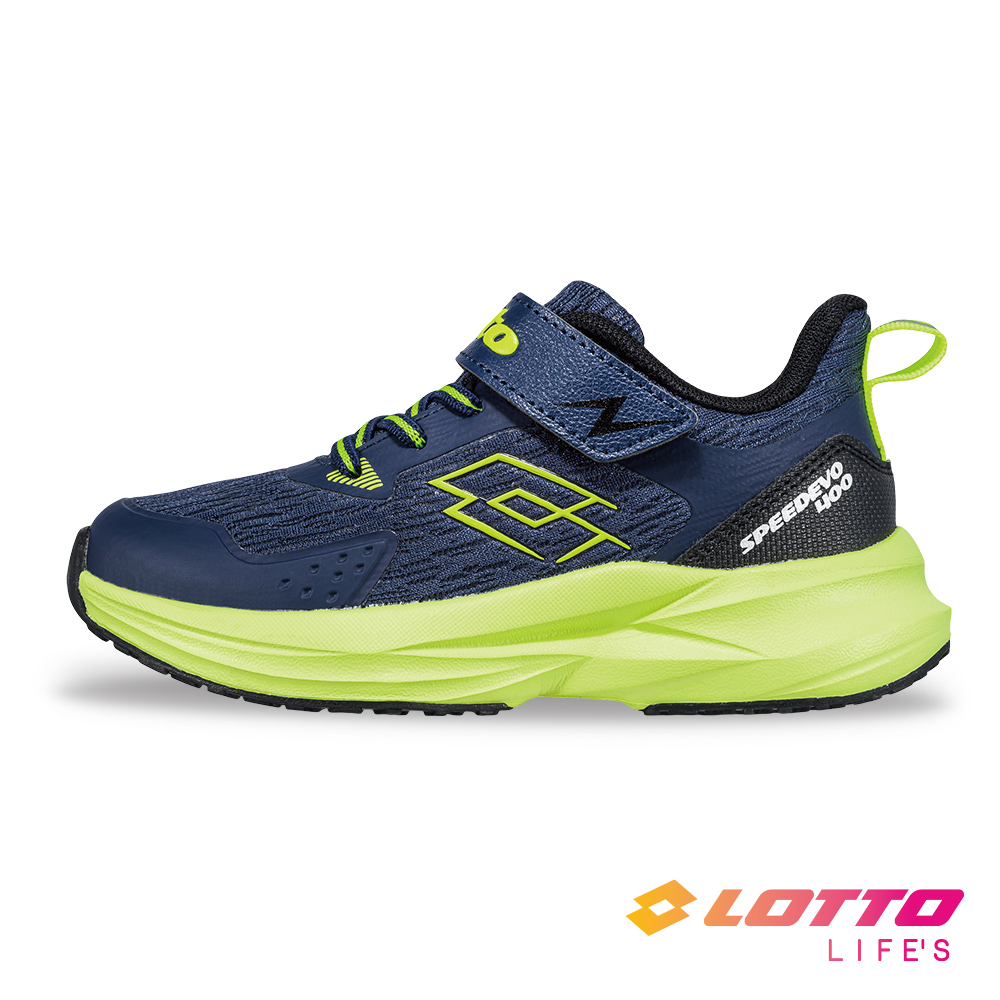 【LOTTO】童 SPEED EVO 400 透氣輕量慢跑鞋 (19~23cm)(深藍/螢光綠-LT5AKR0196)