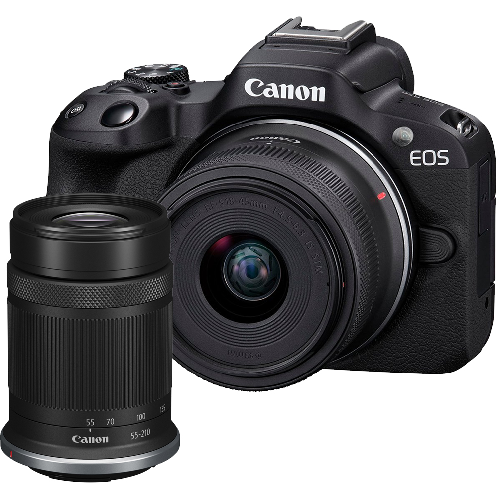 【Canon 佳能】EOS R50 + RF-S 18-45mm + 55-210mm 雙鏡組 --公司貨(一入)