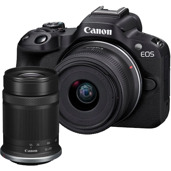 【Canon 佳能】EOS R50 + RF-S 18-45mm + 55-210mm 雙鏡組 --公司貨(一入)