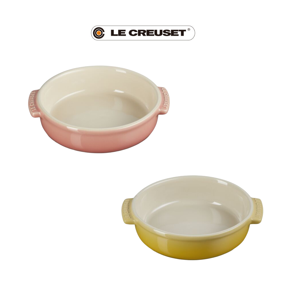 【Le Creuset】造型瓷器西班牙小菜盤14cm(鮭魚粉/溫桲黃)