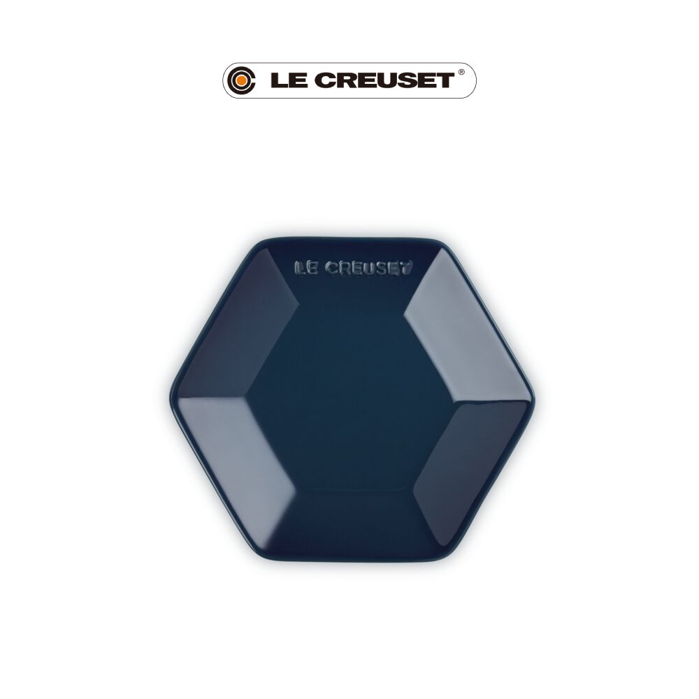 【Le Creuset】造型瓷器六角盤16cm(極光午夜藍)