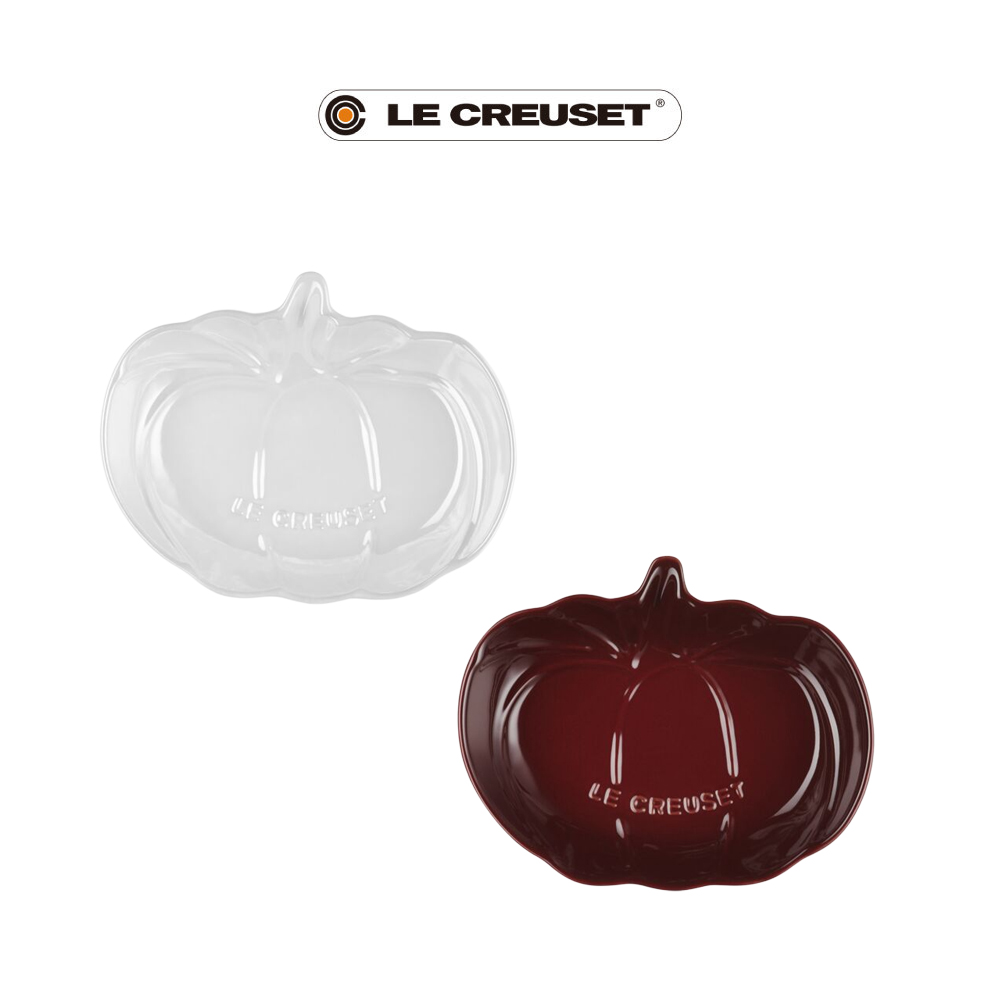 【Le Creuset】造型瓷器南瓜盤16cm(珠光白/醇酒紅)