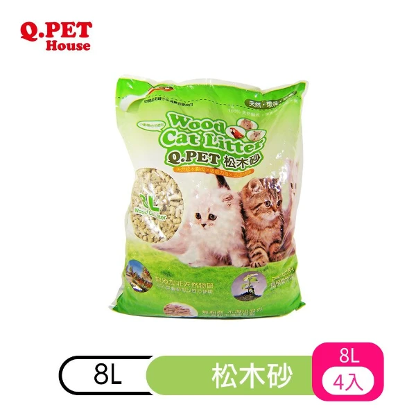Q.PET松木砂(100%天然松木屑) 8L(*4入組 )