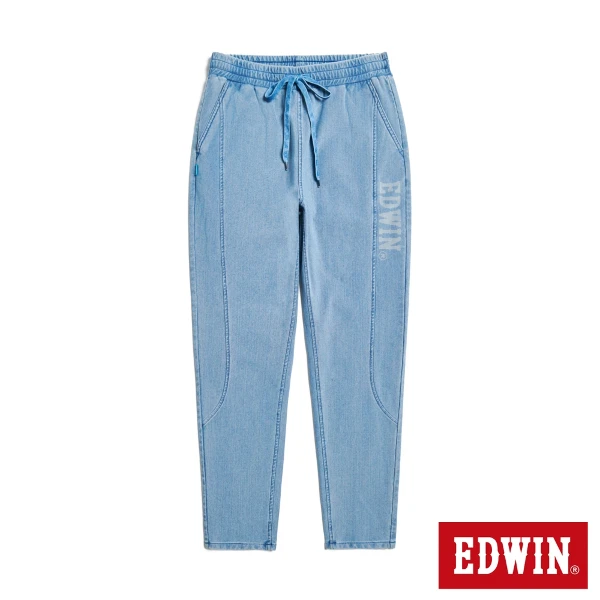 【EDWIN】男裝 JERSEYS 拼接休閒錐形迦績褲(拔淺藍)