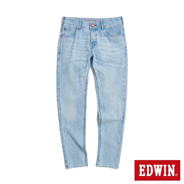 【EDWIN】男裝 JERSEYS 斜異錶袋緊身丹寧中腰窄管直筒迦績褲(重漂藍)