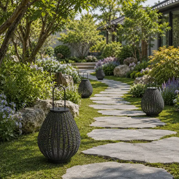 【H&R 安室家】36X46手提小燈籠 LED 戶外景觀燈 氣氛落地燈 庭園燈(HR23142)