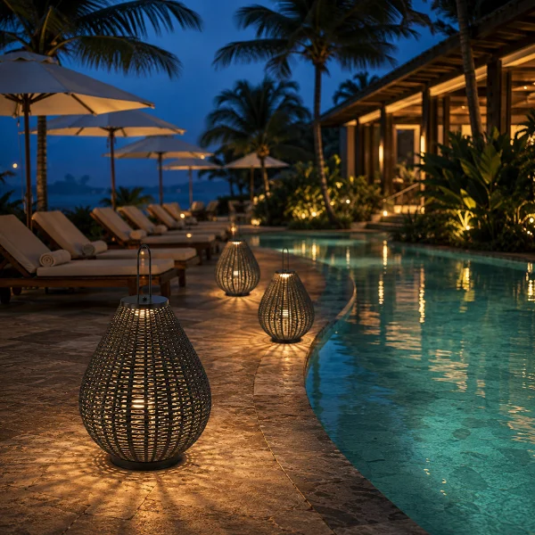 【H&R 安室家】66X82手提大燈籠 LED 戶外景觀燈 氣氛落地燈 庭園燈(HR23151)