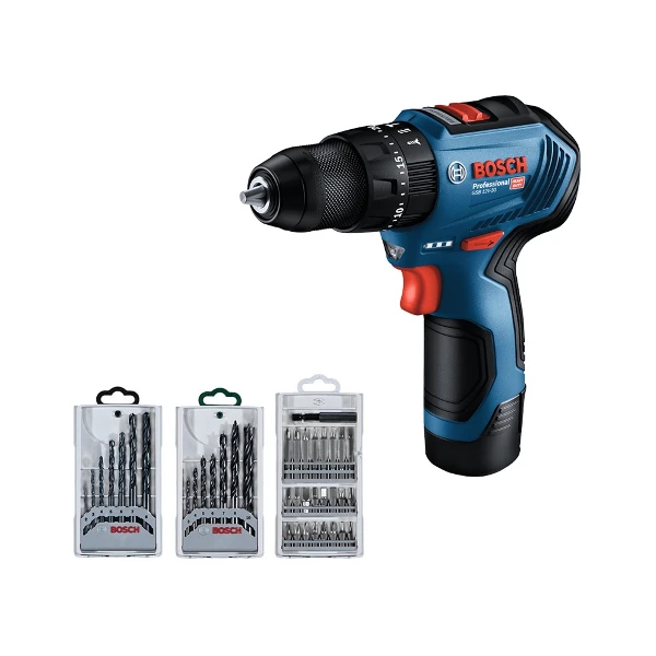 【BOSCH 博世】12V 鋰電免碳刷震動電鑽專業套裝(GSB 12V-30 VP)