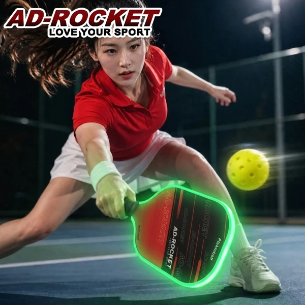 【AD-ROCKET】發光匹克球拍 頂級PRO款/匹克球/夜間戶外運動 玻璃纖維 LED燈球拍(單入)