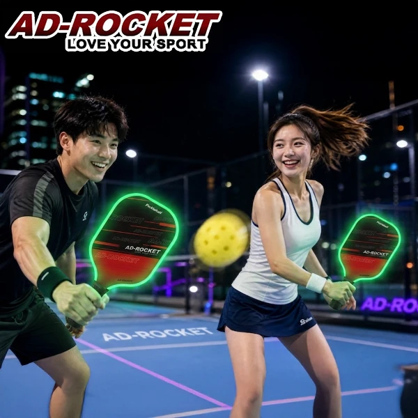 【AD-ROCKET】發光匹克球拍 頂級PRO款/匹克球/夜間戶外運動 玻璃纖維 LED燈球拍(超值兩入組)