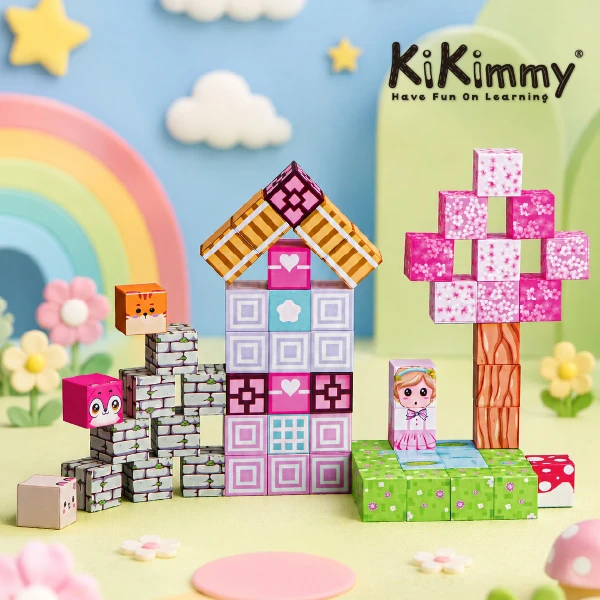 【Kikimmy】2cm方形磁力益智積木-粉色公主(59件組 / H1343-B)