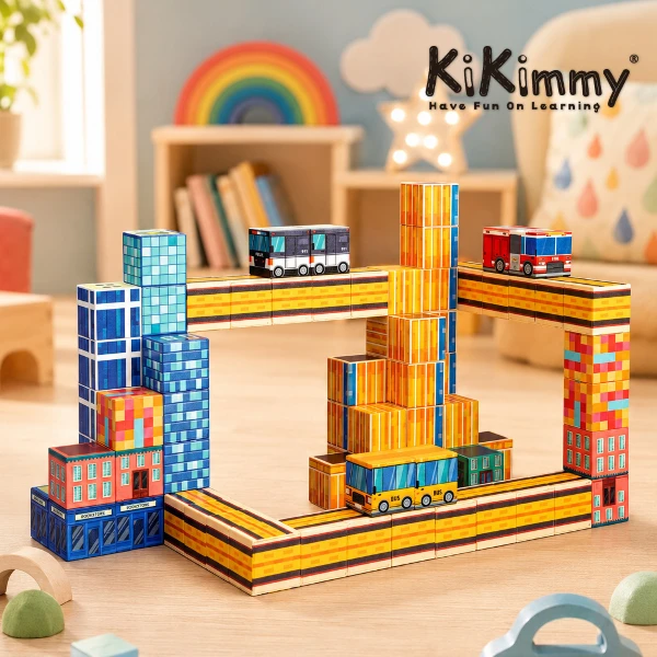 【Kikimmy】2cm方形磁力益智積木-城市建造系列(96件組 / H1343-C)