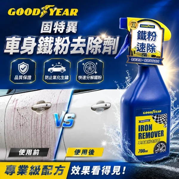 【GOODYEAR 固特異】車身鐵粉去除劑 700ml(鋁圈除鐵粉｜除鐵粉｜鐵粉清潔劑｜鐵粉拔除劑)