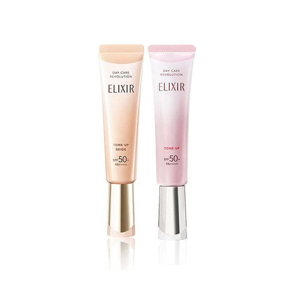 【SHISEIDO 資生堂】ELIXIR 怡麗絲爾 膠原亮妍多效美肌乳 35g BE蜜桃/PK粉嫩 任選2入組(公司貨)