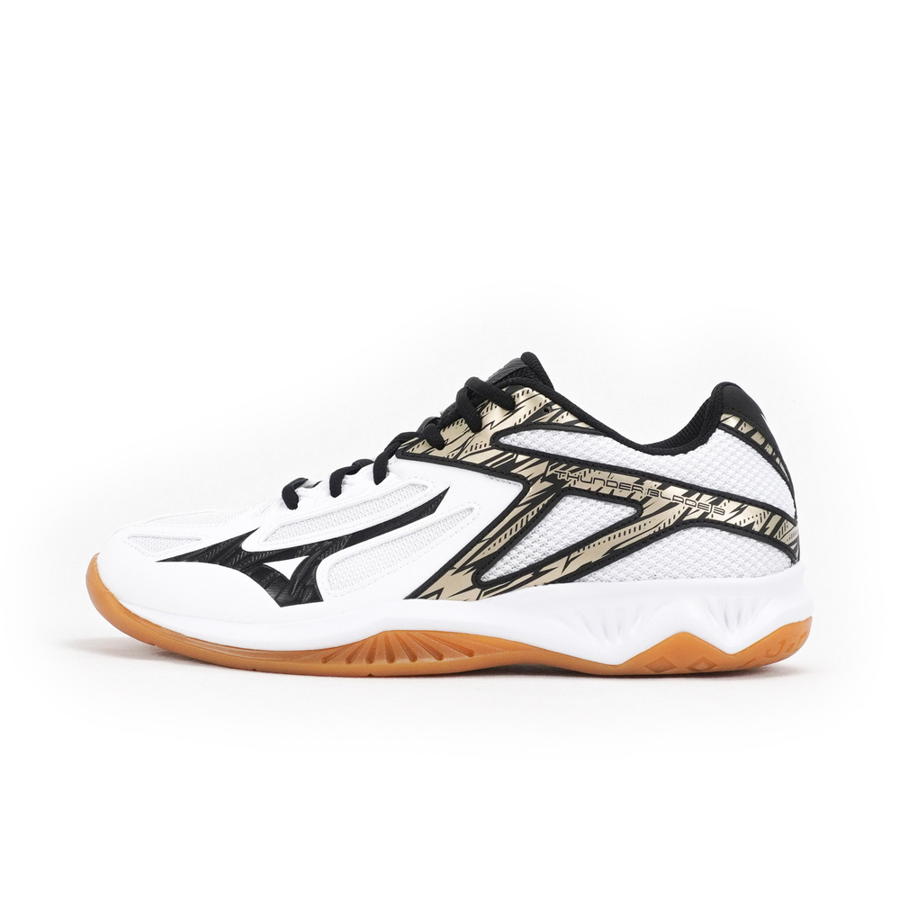【MIZUNO】Thunder Blade 3 男女 排球鞋 室內運動鞋 耐磨 黑白金(V1GA217009)