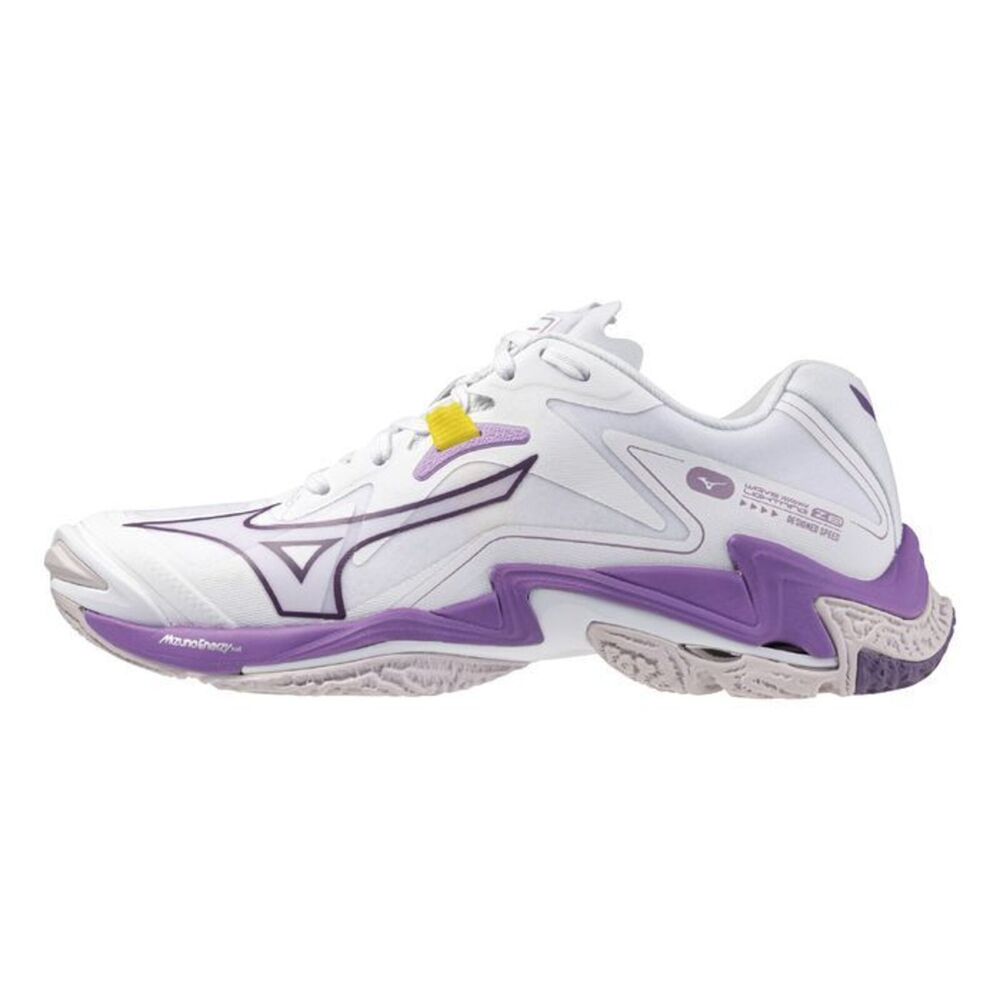 【MIZUNO】Wave Lightning Z8 男女 排球鞋 羽球鞋 室內運動 抓地 白 紫(V1GC240010)