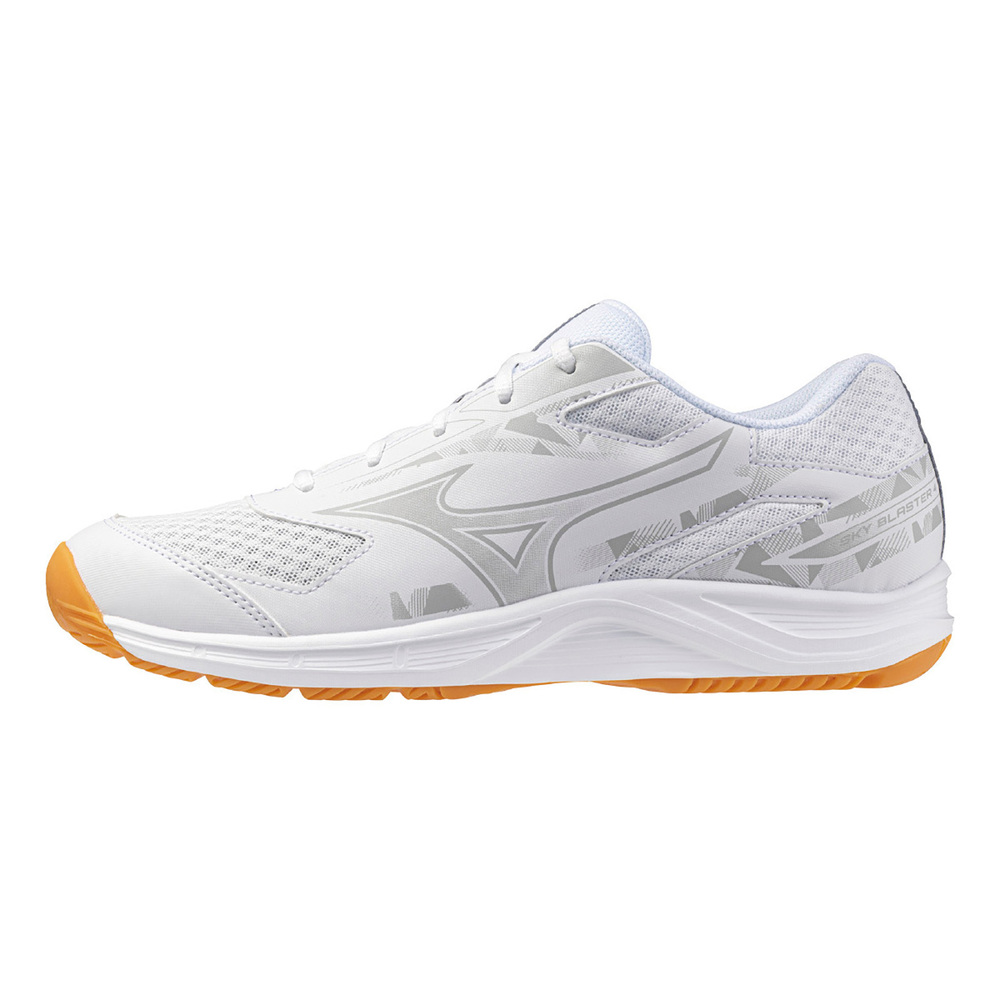 【MIZUNO】Sky Blaster 男女 羽球鞋 寬楦 室內運動 支撐 抗扭 瞬移 白 銀(71GA253310)