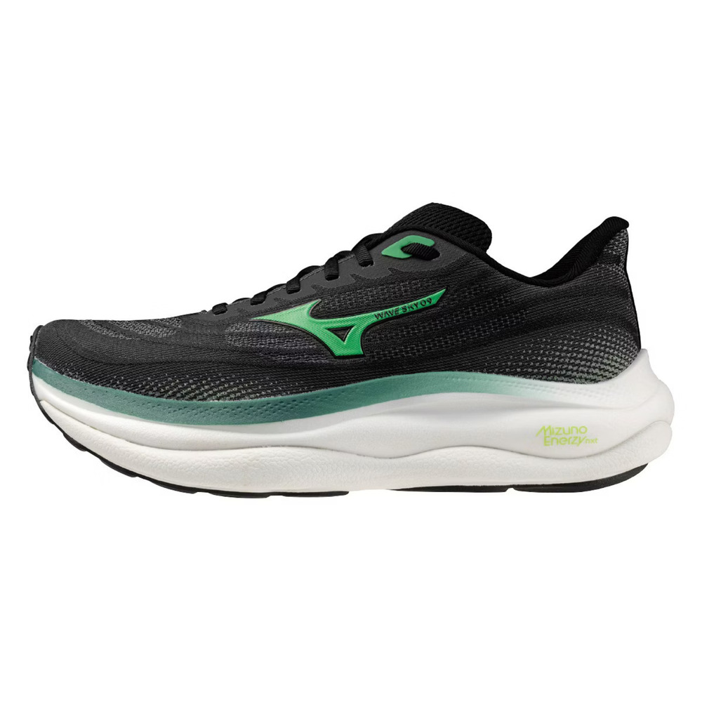 【MIZUNO】Wave Sky 9 男 慢跑鞋 跑鞋 路跑 黑 綠(J1GC250255)