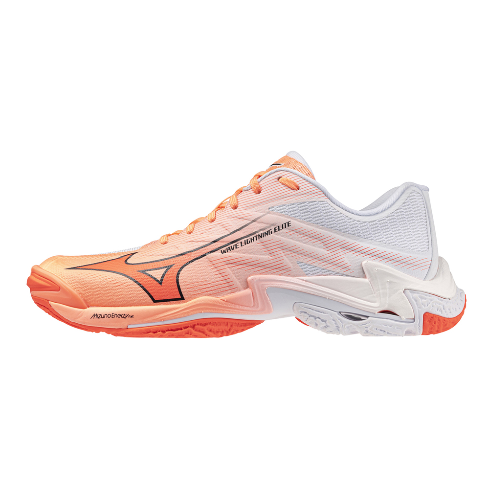 【MIZUNO】Wave Lightning Elite 男 排球鞋 包覆 回彈 橘 白(V1GA260080)