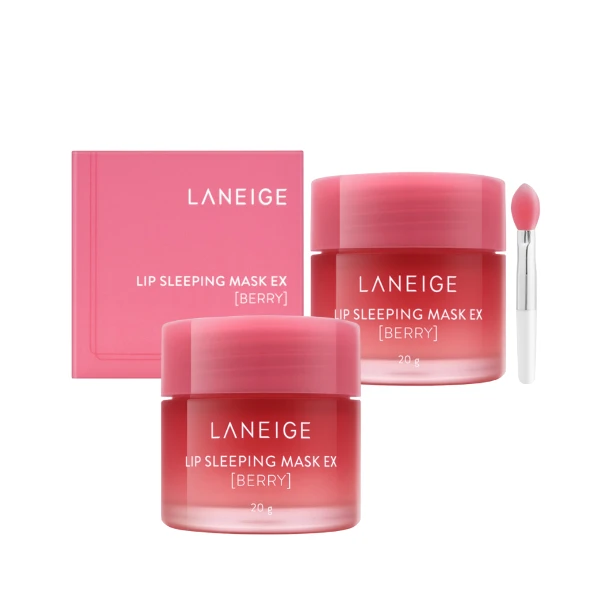 【LANEIGE 蘭芝】睡美人極萃滋養晚安唇膜 20g #甜莓 (2入組)(航空版)