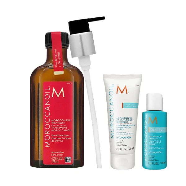【MOROCCANOIL】摩洛哥優油 125ml #賀雅版+保濕洗髮露 70ml+保濕護髮劑 70ml(公司貨)