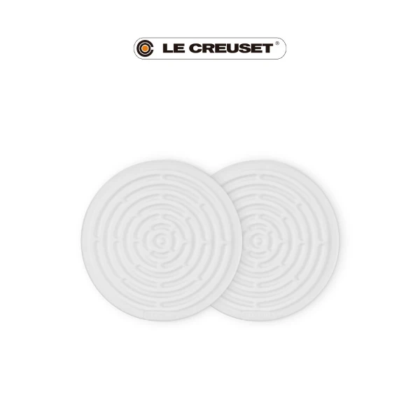 【Le Creuset】耐熱矽膠迷你隔熱墊 2入(雪花白)