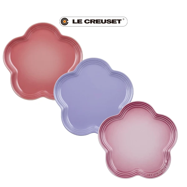 【Le Creuset】造型瓷器花型盤23cm(鮭魚粉/薰衣草/櫻桃粉)